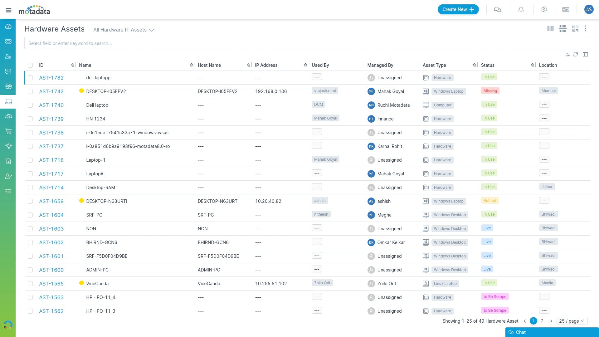 screenshot of Motadata ServiceOps